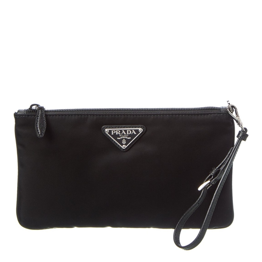 Prada Black Nylon and Leather Wristlet